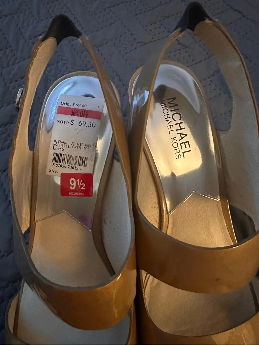 Michael Kors Metallic Gold Double-Strap Slingback Heels